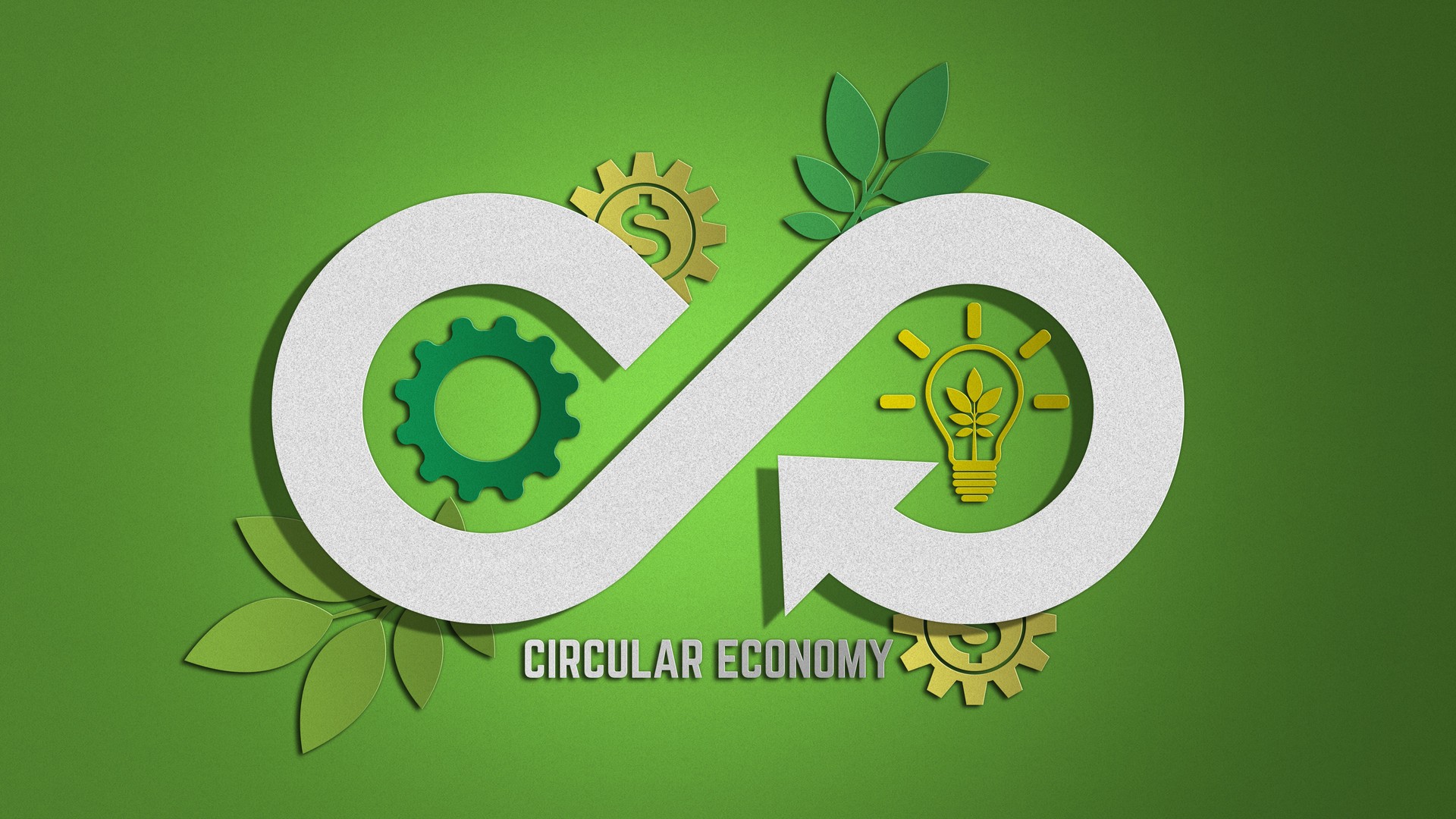 Economía circular Sostenibilidad Reciclaje Símbolo del infinito Iconos Corte de papel