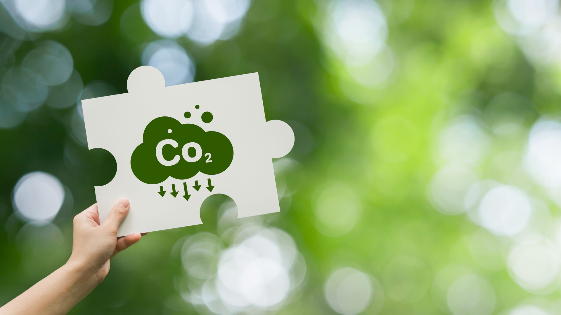 Reducción de emisiones de carbono de CO2, concepto de carbono neutro, huella de carbono, bajo en carbono, objetivo de cero emisiones netas de gases de efecto invernadero, desarrollo sostenible, negocios verdes, mantener el símbolo de CO2 papel de rompeca